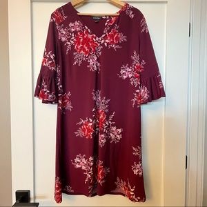 Roz & Ali A Line Maroon/pink flowered Dress